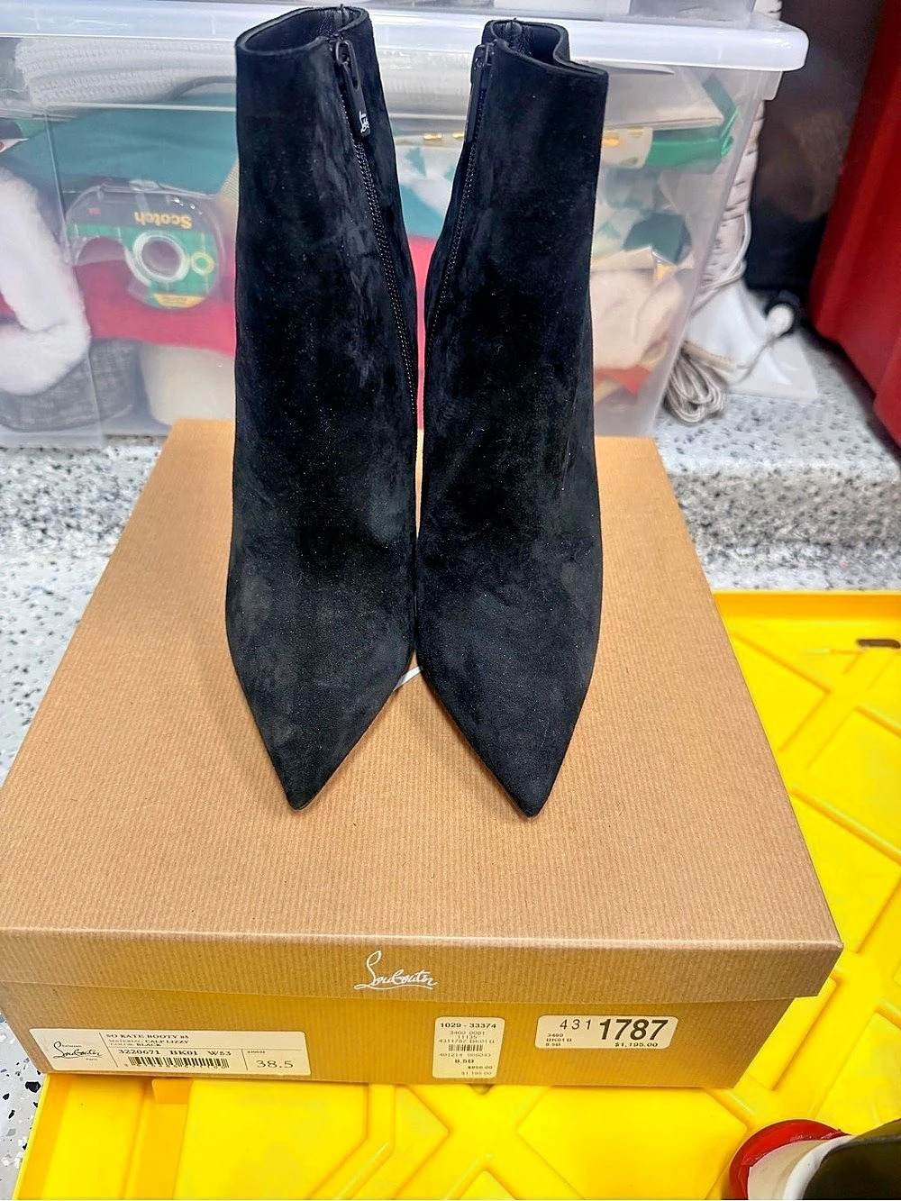 Christian Louboutin Belle Suede Ankle Bootie Black US 7